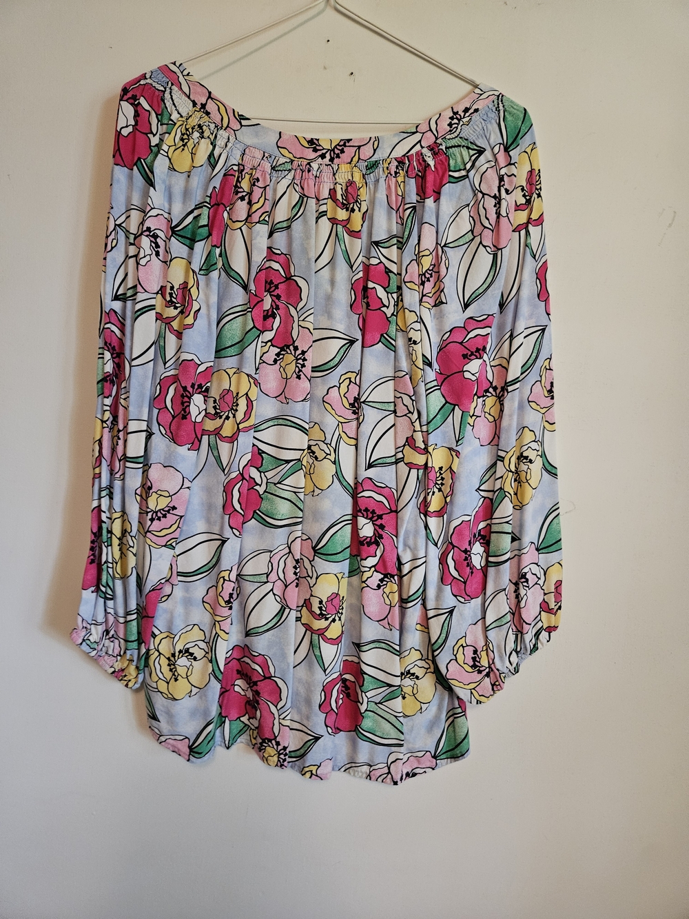 Crown & Ivy Blouse with Light Blue, Pink & Yellow Blooms - Picture 3 of 7